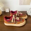 Red thick baseplate shoes women spring and autumn chic round head casual