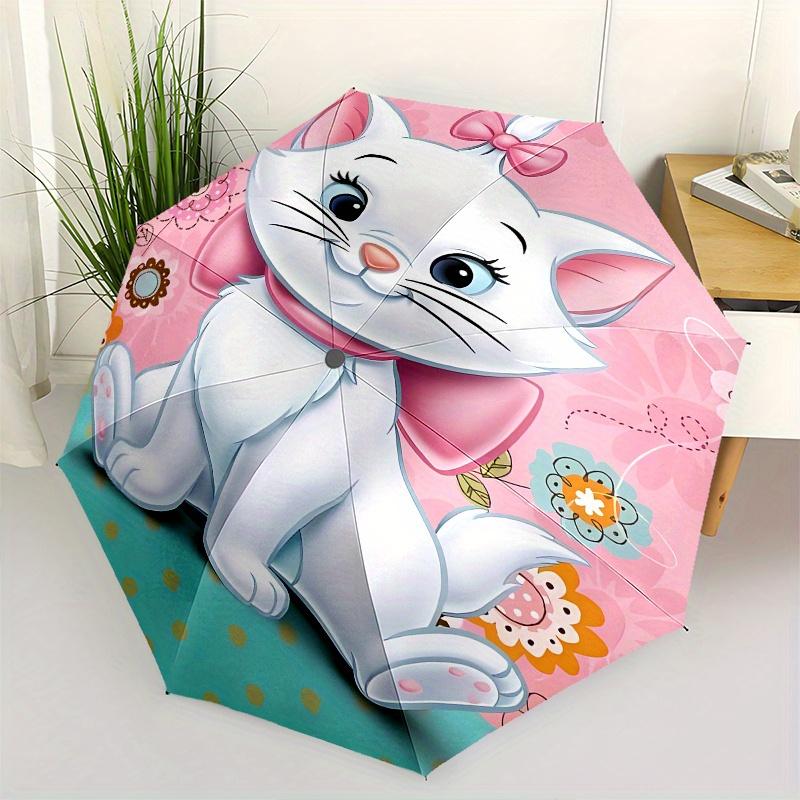 

Disney Marie Cat Automatic Opening and Closing Umbrella, Compact Travel Umbrella, Lightweight and Portable, Suitable for Beach Commuting Bus