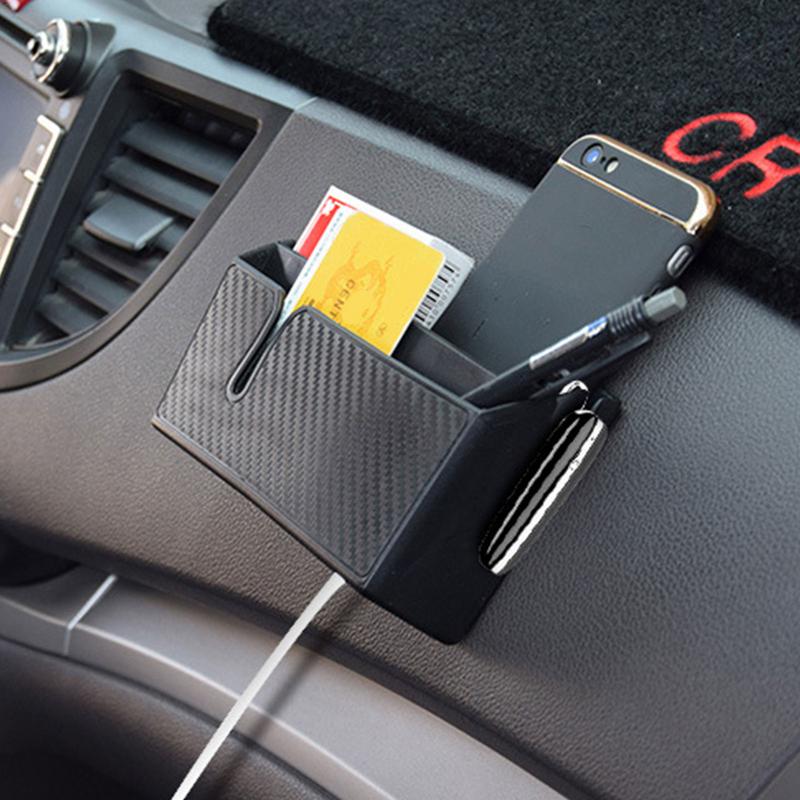 Adhesive Carbon Fiber Container For Car Scratch-Resistant Car Storage Organizer Box Large Capacity Car Trunk Storage Box