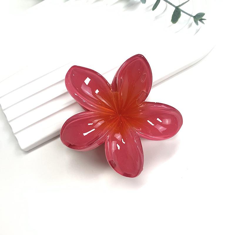 Retro Colorful Frangipani Flower Hair Claw Clip for Women