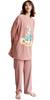 TRTRO Long Sleeve Loungewear Pajama Warm and Warm for Fall and Winter Pink with Rabbit Women's Set, (2XL, Print, Almond)