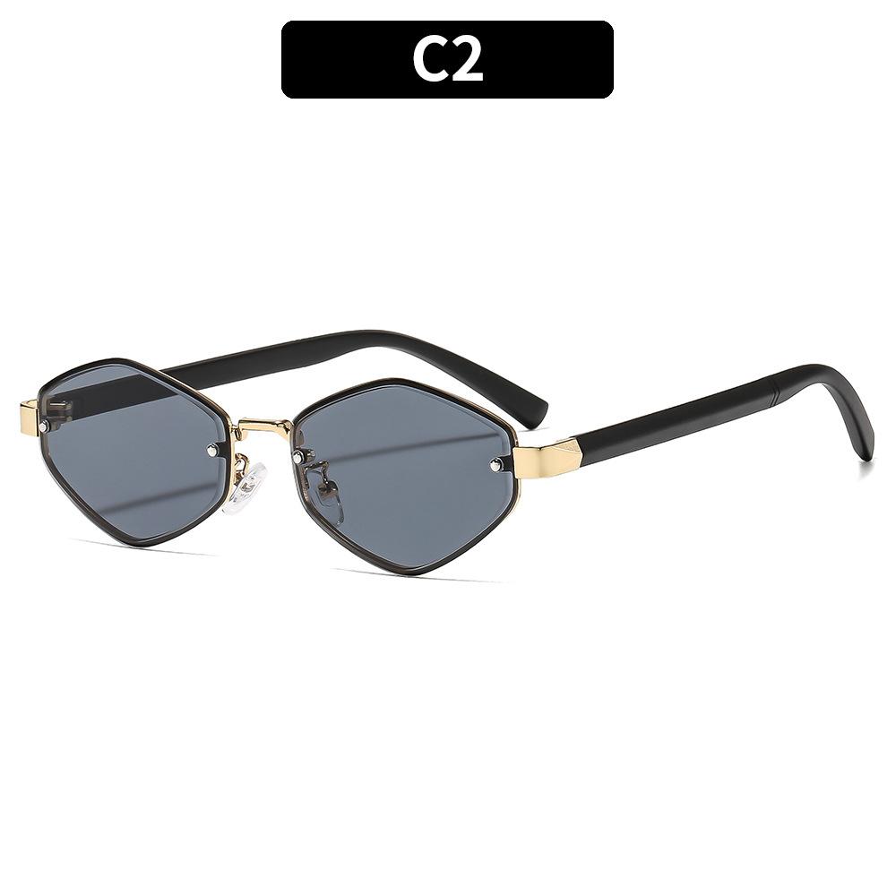 Women's sunglasses, men's and women's retro polygonal metal sunglasses