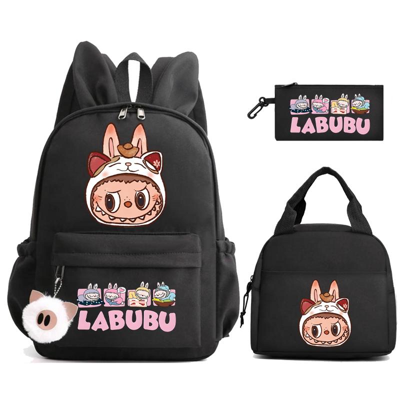 3Pcs/set Cute Printed Backpack Lunch Bag Pencil Case Children Girl Boy Mokoko Student Schoolbag Zimomo Kid Gift Mochila