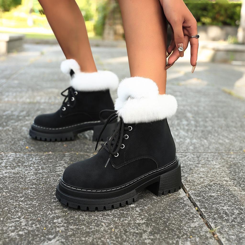 Fashion Women's Leisure Comfortable Snow Boots Winter Velvet Cotton Boots Short Boots Fashionable Versatile Warm Women Shoes
