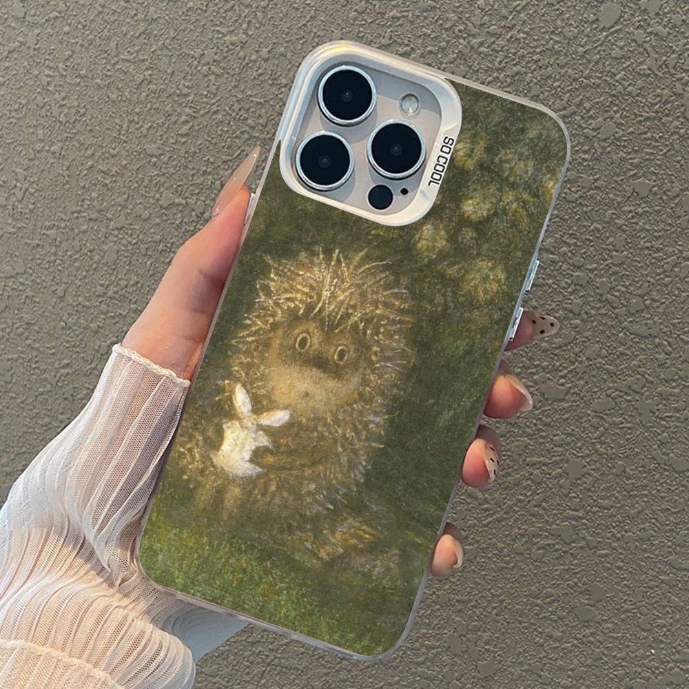 Bright Hedgehog In The Fog Silver Plated Inside Phone Case For iPhone 17 16 15 14 11 12 13 Pro Max Plus X XR XS Max Colored