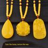 Resin Imitation Beeswax Water Drop Pendant Necklace - Ethnic Style Long Sweater Chain for Men & Women