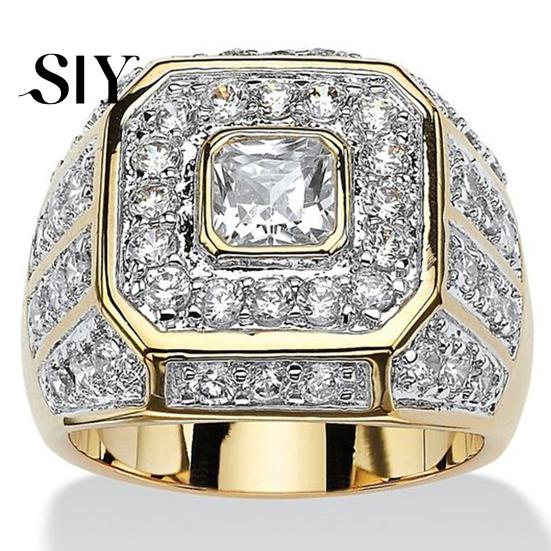 Chic Ring Men Cubic Zirconia Hip Hop Jewelry Sparkling Finger Fashion Appearance Wedding Band for Ladies