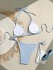 Women's Swimsuit Solid Halter Side Tie Bikini Suit Beachwear Bathing Suits with Shell