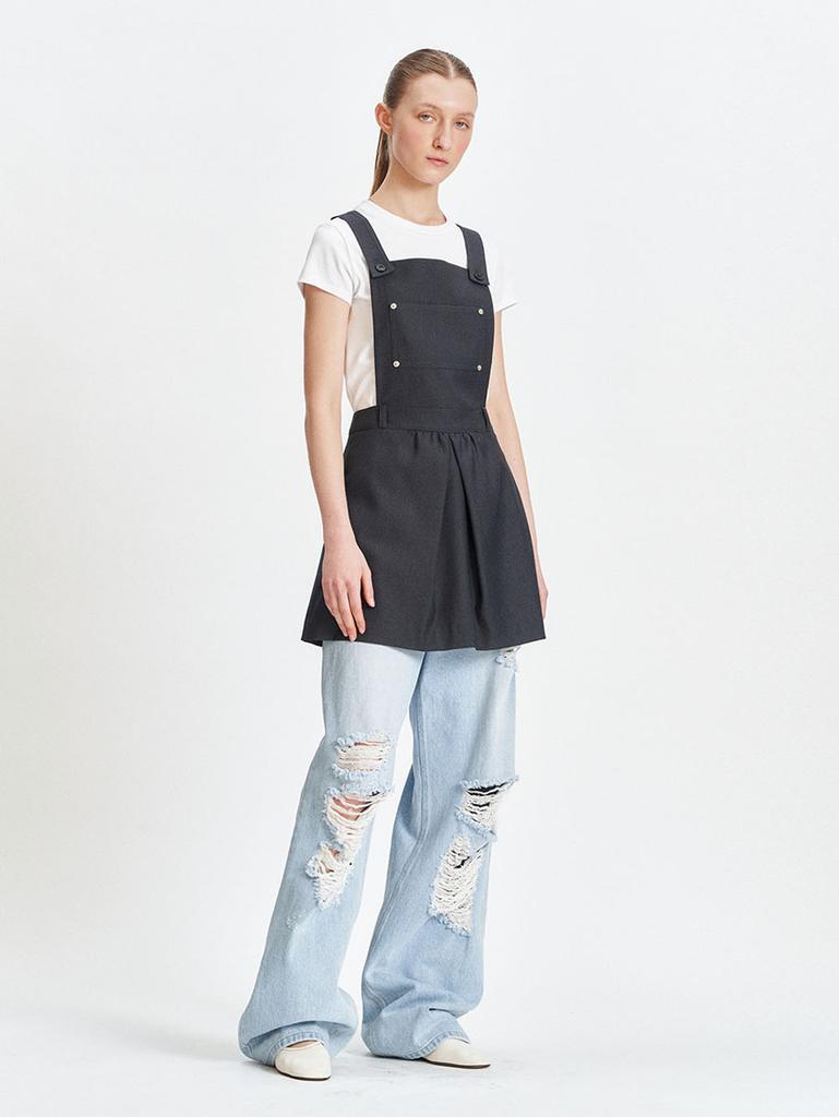 Tuomio Apron-Like Mini Dress [Charcoal]