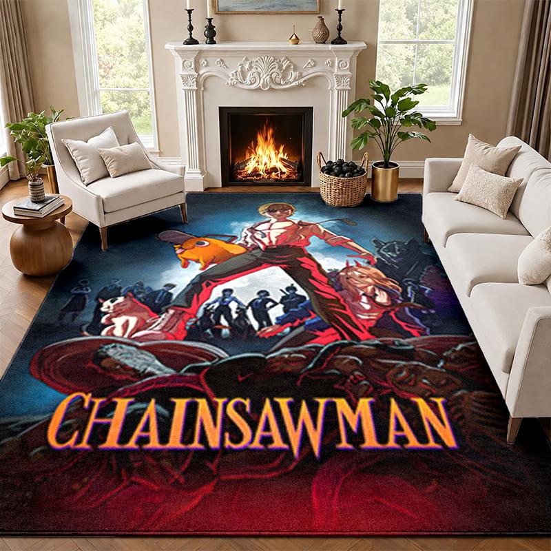 Chainsaw Man Carpet Door Mat for Living Room or Bedroom Protective Mat Under Chair Office Decoration Christmas Gift Birthday Present