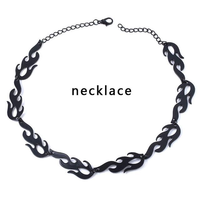 New Hip Hop Flame Shape Necklaces Punk Rock Cool Irregular Necklace Earings for Women Unisex Fashion 2026 Party Dancing Jewelry
