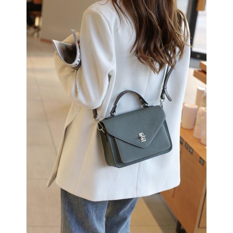 Genuine Leather Women's Bag Handbag for Women's Commuting Bag Summer New Postman Bag French Crossbody Bag Small Square Bag