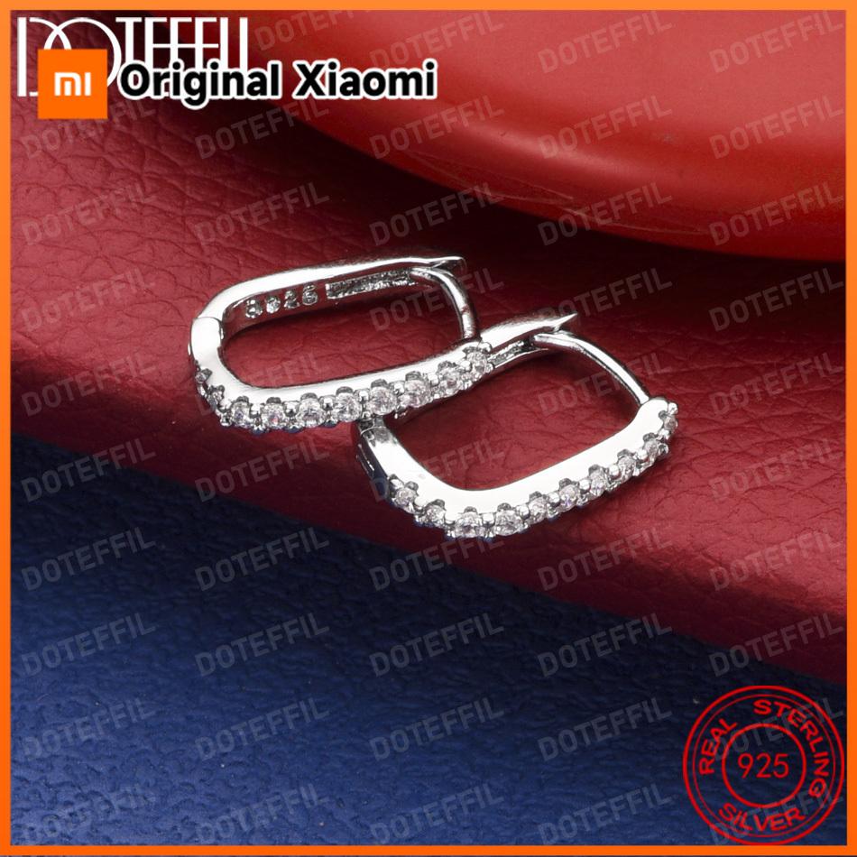 Xiaomi 925 Sterling Silver Delicate Square Zirconia Earrings for Women, Fashionable Wedding Party Gift Jewelry