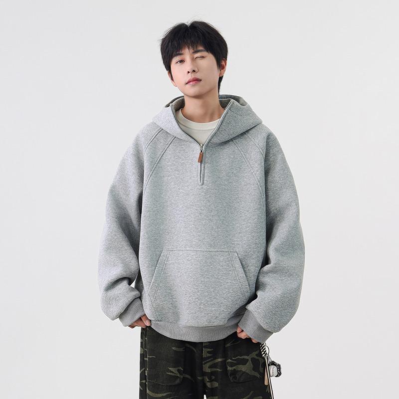 Unisex Trendy High Street Heavyweight Half-Zip Winter Sports Hoodie Medium