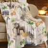 Cute Safari Animals Print Fleece Blanket Boho Nature Style Soft Warm Throw Interior Decoration Bedding Cover For Home50X60