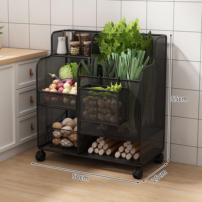 Multi-functional Kitchen Storage Rack: Multi-layer Basket for Fruits, Vegetables, Onions, Ginger, and Garlic