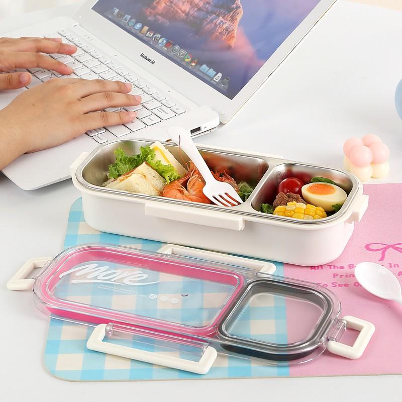 Stal Nierdzewna Pudełko Bento Z Szczelną Przegrodą Bezpieczne w Kuchence Mikrofalowej Pojemnik na Lunch Biuro Szkoła