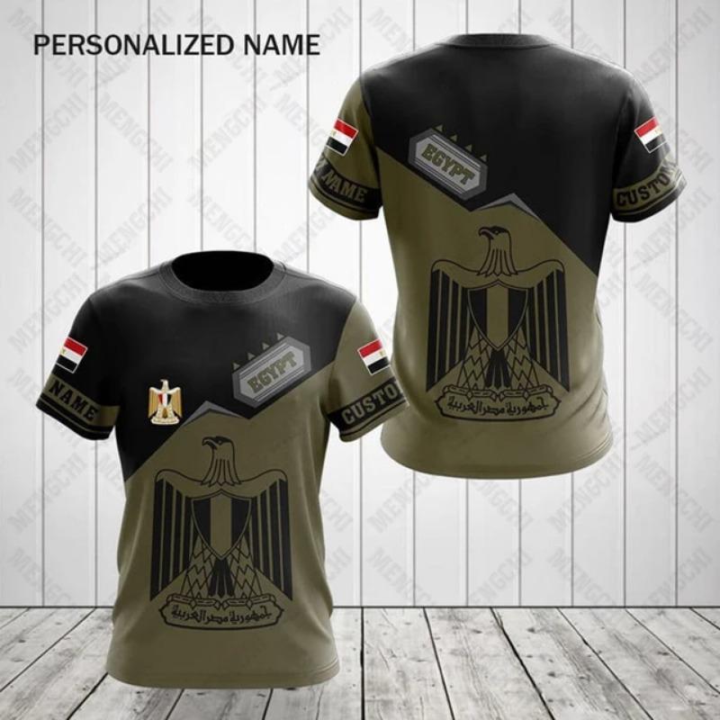 Egypt Flag & Coat of Arms Grafika Tričko Letní Ležérní Pulovr Pánská móda Trička s výstřihem do O Chlapci Oversized Topy s krátkým rukávem
