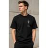 Men's Black Short Sleeve T-shirt with Crew Neck, Soft Cotton Blend, Minimalist Compass Graphic and 'find Your North' Text, Relaxed Fit for Casual