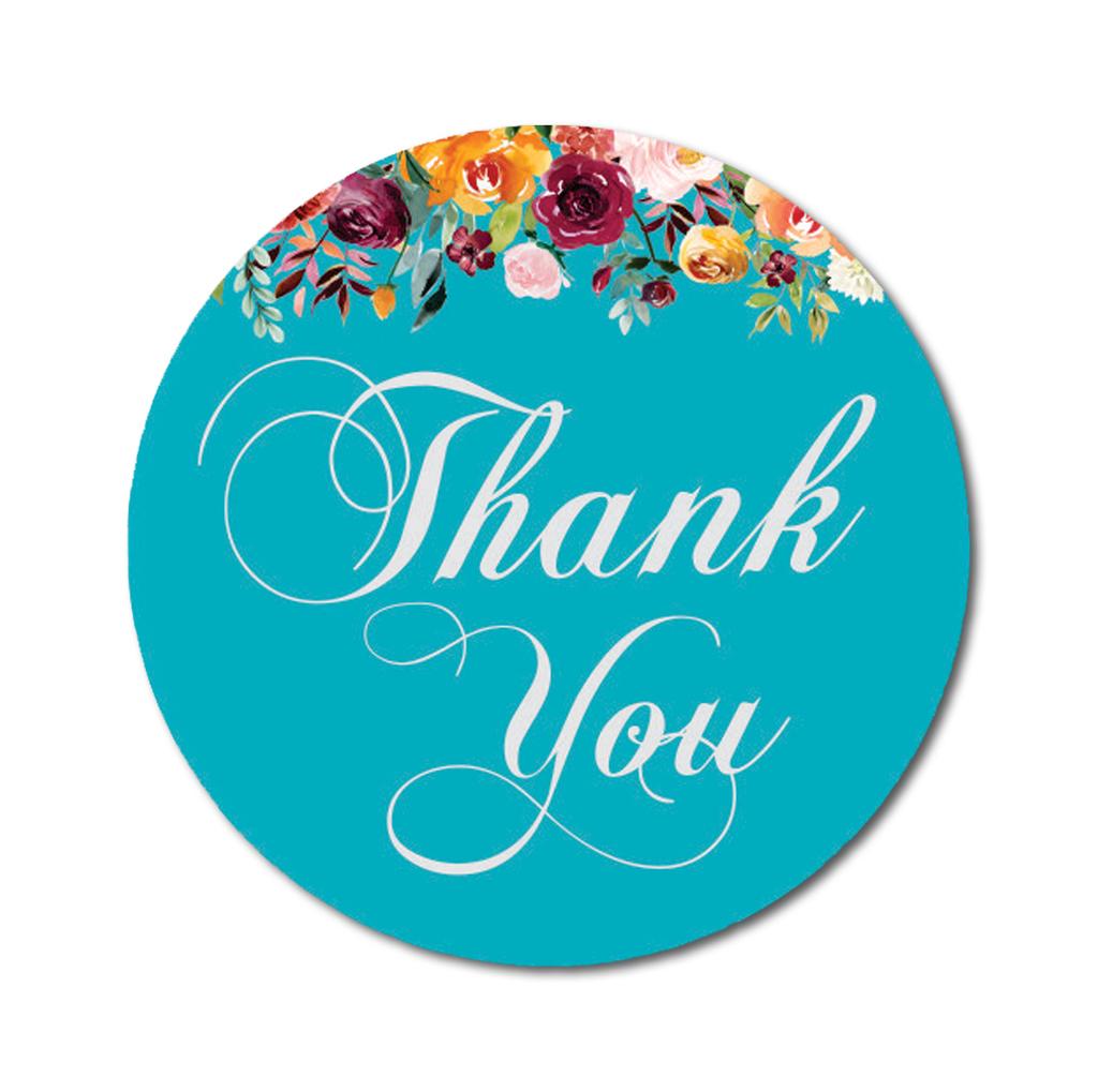 Darling Souvenir 45 Pcs Fuchsia Pink Round Floral Thank You Stickers DIY Envelope Seals-1.6