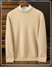 Men's Thickened Warm Cashmere Sweater - Round Neck, Solid Color, Casual Knitwear for Autumn/Winter.