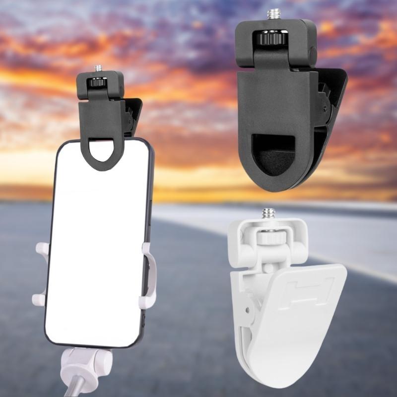 W89C Monitors Camera Mount Clamp Clip with Universal 1/4 Screw Connector for LCD Display Top Fill Light & Webcam Stand