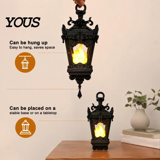 Luces de Velas LED sin Llama Linterna Gótica Impresa en 3D con Llama Parpadeante, Aplique de Pared Vintage Decorativo, Accesorios de Festival Estilo Colgantes y de Mesa