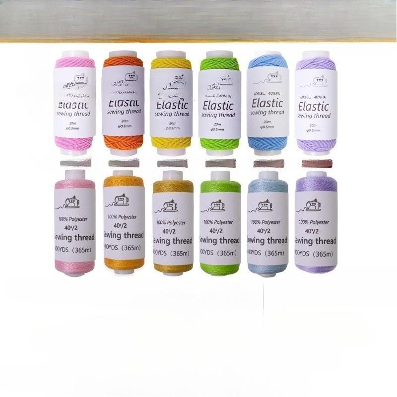 

Швейная нить 0,5 мм эластичная нить для швейной машины резинка + 40s/2 полиэстеровая швейная нить 12 катушек