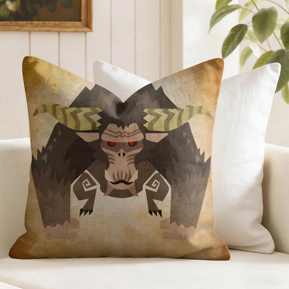MMonster Hunter Game Cushion Cover Summer Linen Pillow Case Organic Fabric Cushion Cover DoubleSided Print Sofa Home Decor