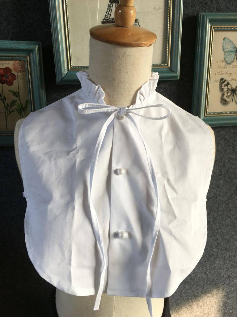 White Cotton Lace Stand-up Collar Sweet Fake Collar Cute Bow-tie Shirt-style Sweater Fake Collars for Women