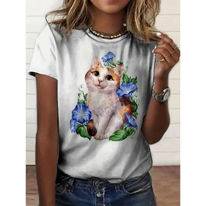 Women's Short Sleeve Round Neck T Shirt Tees Harajuku Y2K Tops Female Clothing