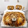 Lion Duvet Cover Set 3D Print Wild Animal Under Sunshine King Queen Size For Teens Kids Bedding Set Polyester Comforter Cover