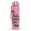 1PC Best Teacher Ever Floral Wreath Text 750ml Color Plastic Water Bottle Leakproof Flip Straw Lid For Sports Office Home Use