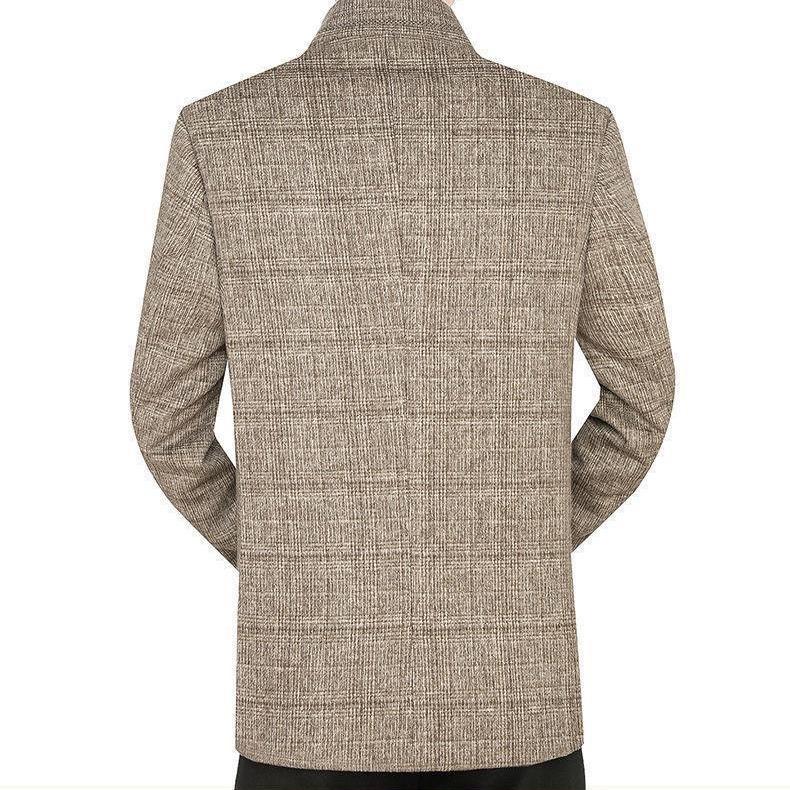 Abrigos de Lana de Otoño e Invierno para Hombre, Hombres de Mediana Edad, Chaquetas de Lana de Cuello Alto Casual de Negocios, Abrigos Largos de Lana para Hombre