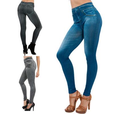 Damskie dżinsy z wysokim stanem Slim Denim Print Stretch ołówkowe spodnie do pracy