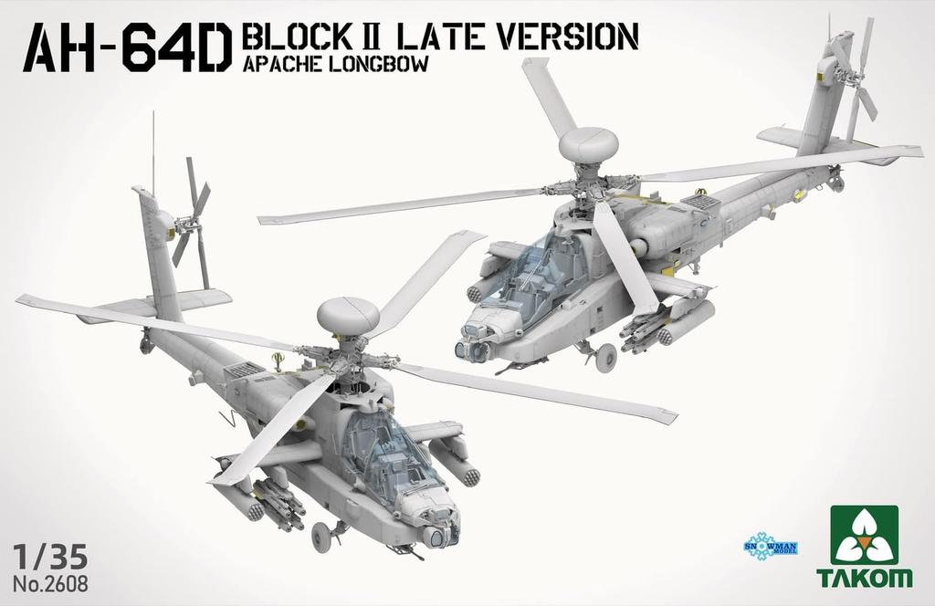 Takom Schneemann Maßstab Amerikanischer Apache Longbow Angriffshelikopter Block II Spätes Modell Plastikmodellbausatz TKO2608 1/35 AH-64D