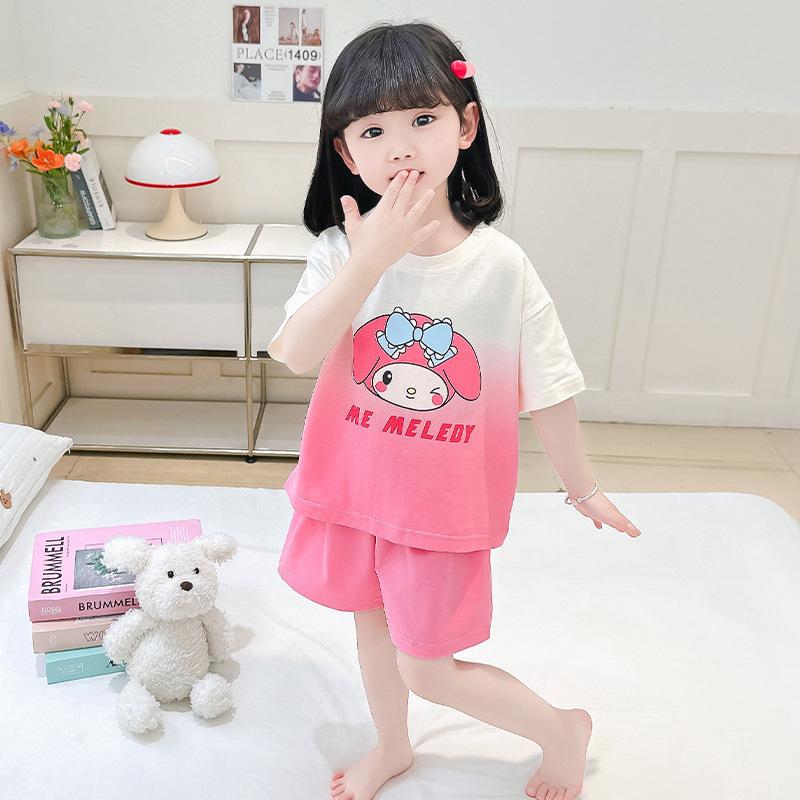 Girls Cotton Gradient Cartoon Pajama Set Cute and Stylish
