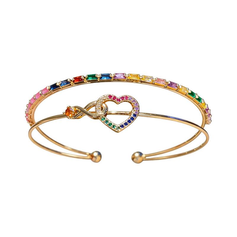 Fashion Heart Pendant Bracelet With Zirconia In Gold Plating For Womens Elegant Jewelry