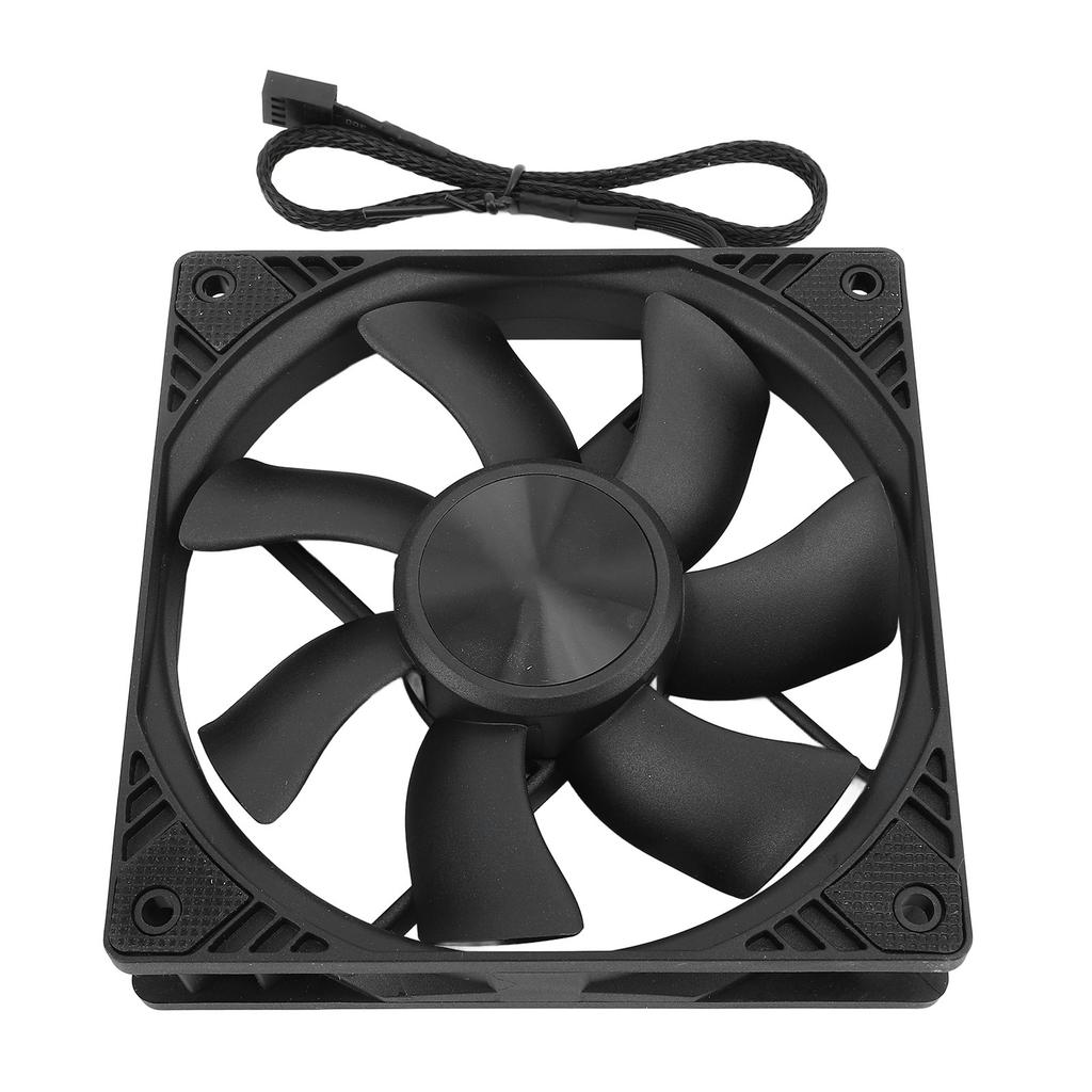 PC Case Fan 120mm PWM Intelligent Control MFDB Bearing Case Cooling Fan with 4 Pin Extension Cable 12V Black
