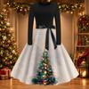 Women's Vintage Christmas Print Round Neck Casual Dress