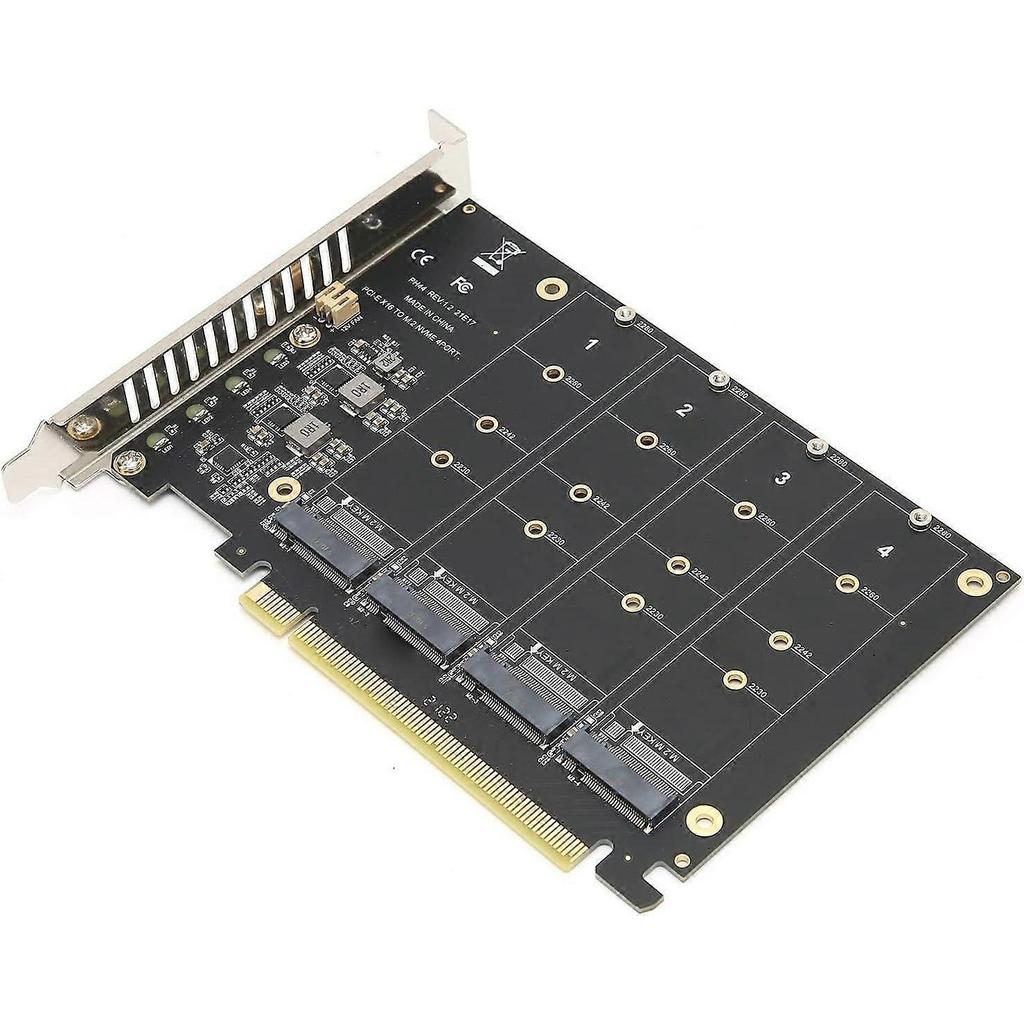 Quad M.2 NVME SSD To PCI-E 4.0 X16 Adapter, High Speed 4x32Gbps Soft Raid Card with Individual LED Indicator Support 2230 2242 2260 2280 (ph44)