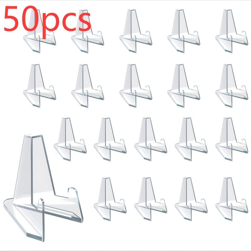 50Pcs Clear Acrylic Easel Display Stands, Transparent Holders for Photos, Medals, Collectibles, Coins, Trading Cards