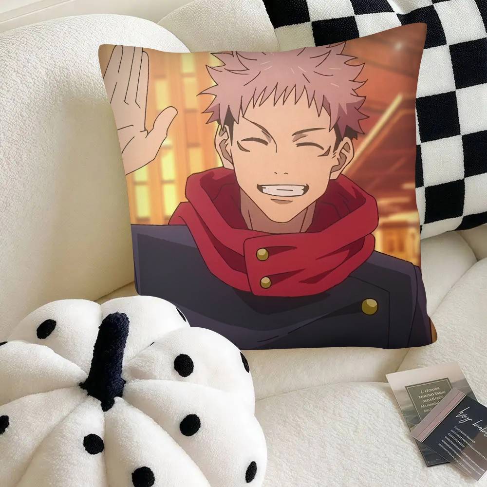 Anime-Charakter Yuji Itadori Kissenbezug Modischer quadratischer Kissenbezug Schlafzimmer Sofa Raum Ins Dekoration Freizeit