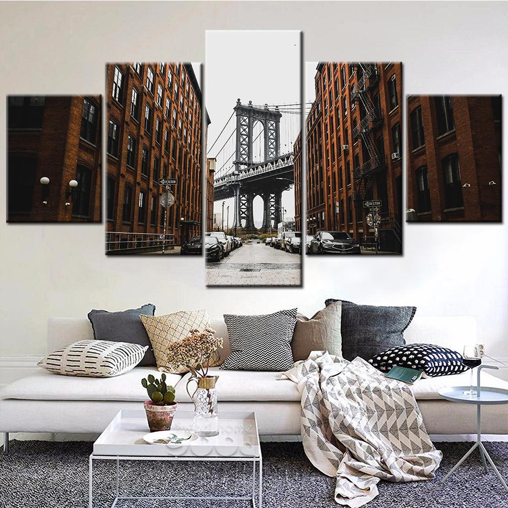 Canvas Art Wall Decor Brooklyn Bridge Park New York City Landscape Painting Decorative  Wall Pictures for Living Room 20X35 20X45 20X55cm