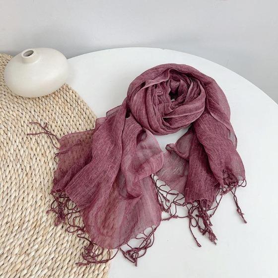 Retro Solid Color Linen scarf Women's Spring And Summer Breathable Linen Cotton Scarves