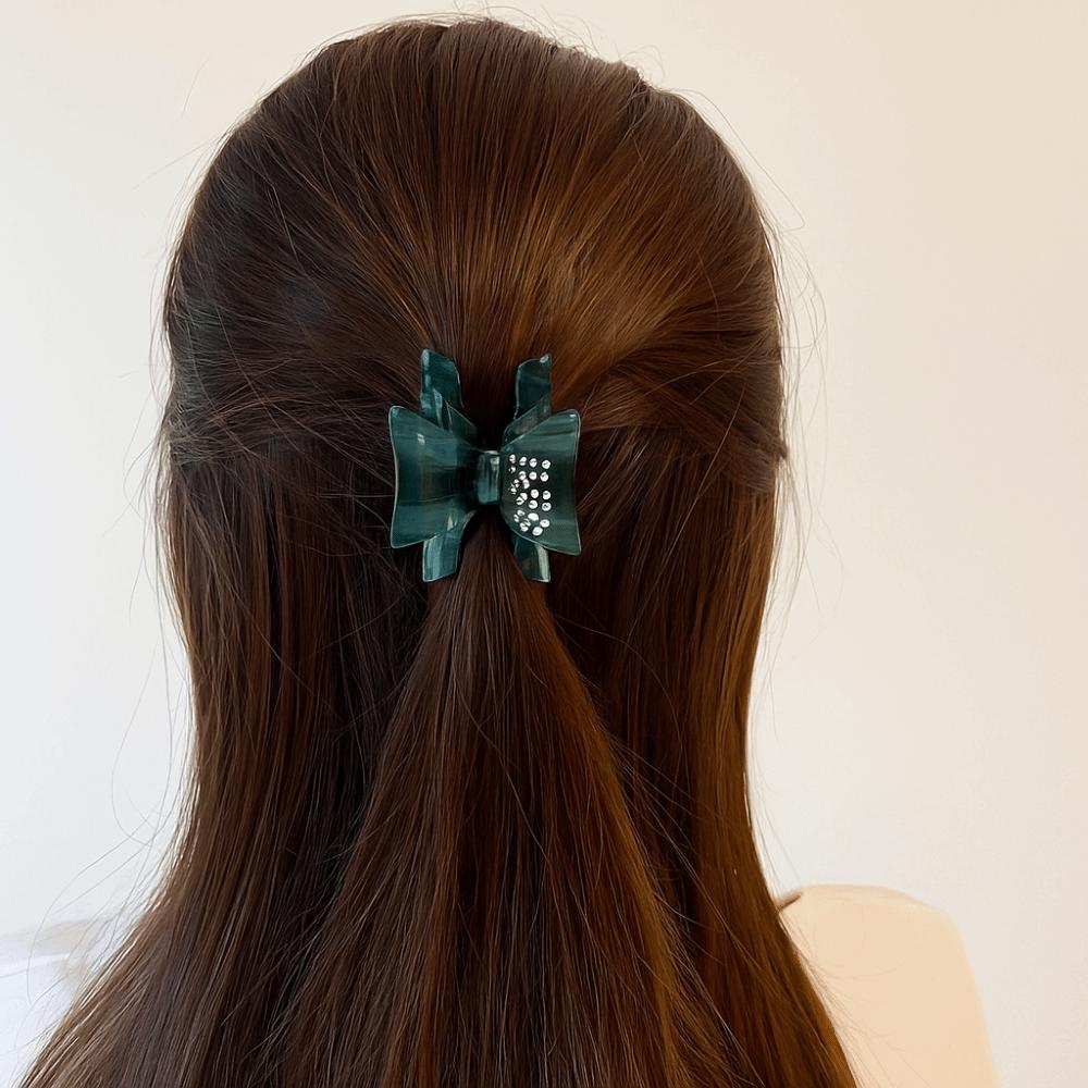 Rhinestone Acetate Shark Clip Elegant Small Hair Clip Ins Bowknot Hair Claw Daily
