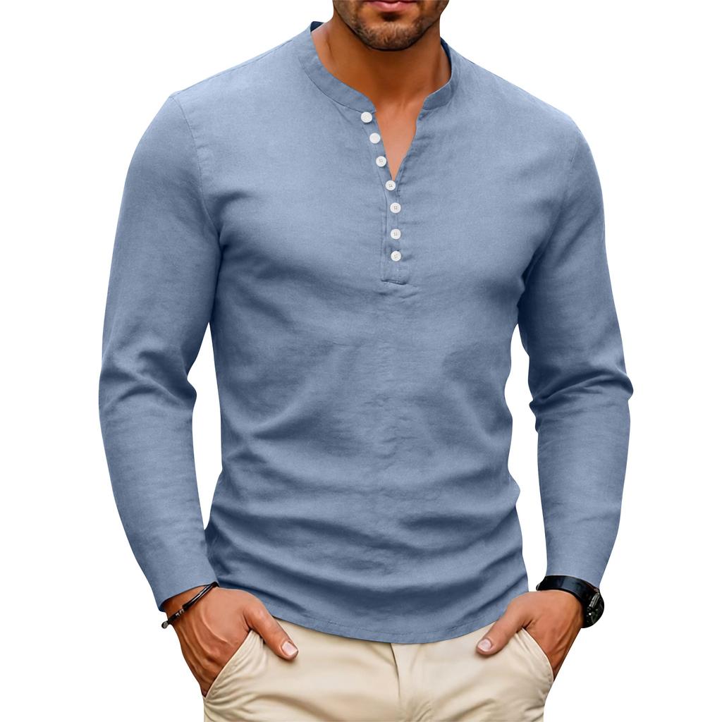 Men's Long Sleeve Button Down Shirt Slim Fit Casual Outdoor Sports Top