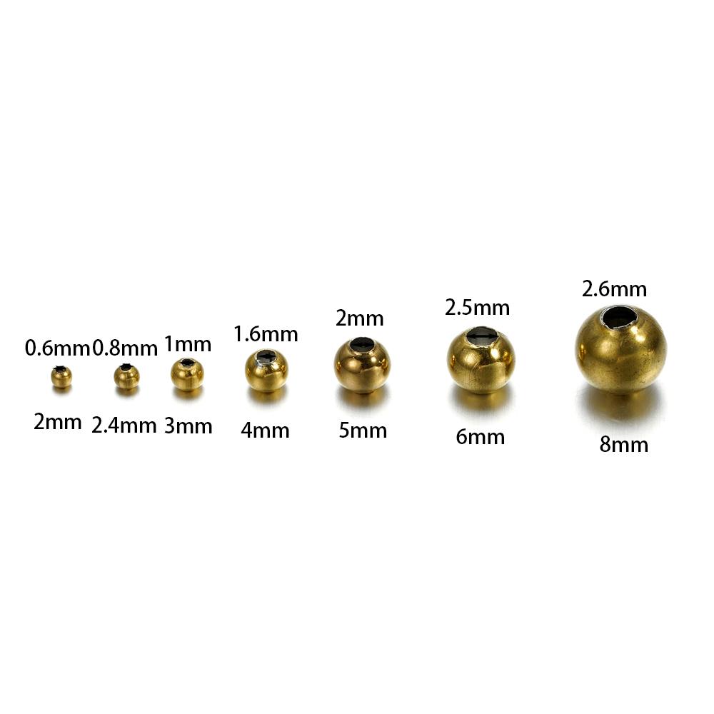 2-8Mm Stainless Steel Round Seed Big Hole Bead Loose Spacer Beads For Diy Jewelry Making Findings Supplies Accessories
