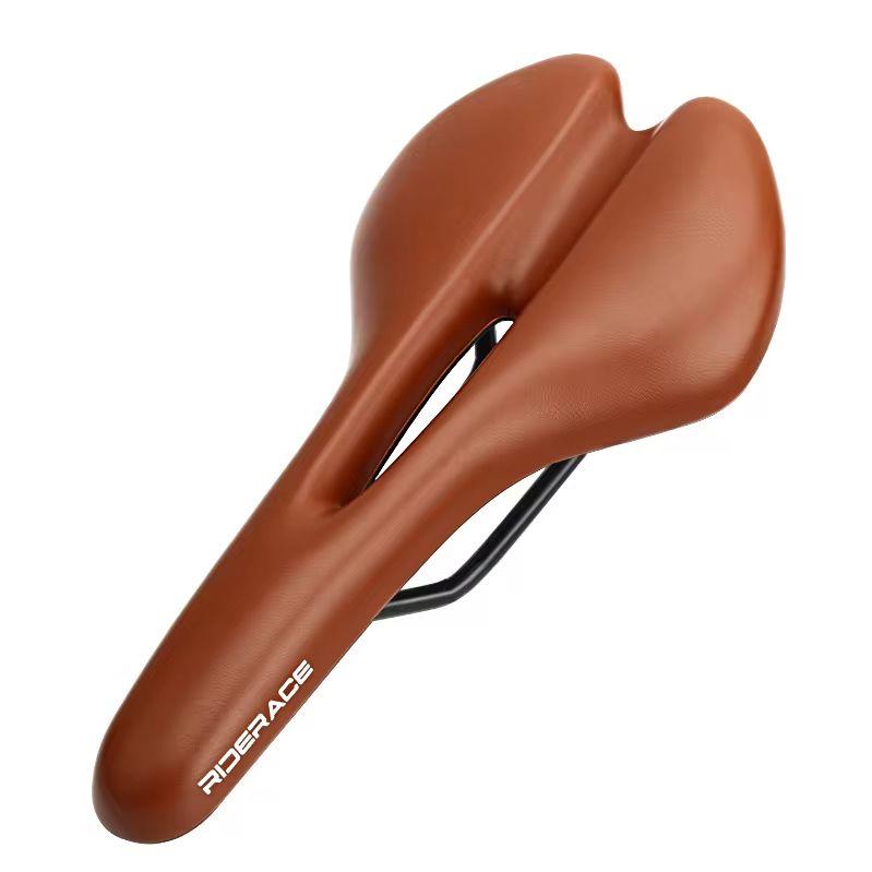 RIDERACE Bicycle Saddle Hollow Cycling Seat for Men Women Soft PU Leather Comfortable Shock Absorbing MTB Road Bike Cushion