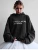 ERD Distressed Second Gen Letter Print Hooded Sweatshirt